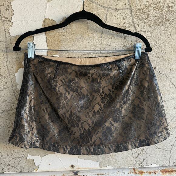 I.AM.GIA Micro Mini Skirt Black Lace Metallic Gold Y2K Coquette Club Going Out M - Picture 3 of 8